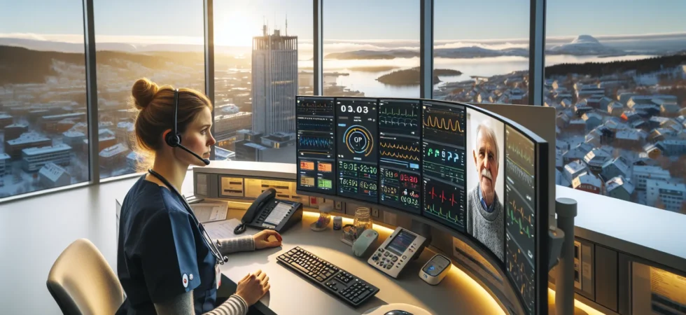 Norwegian clinicians monitor remote patients with ai tools in a hospital
