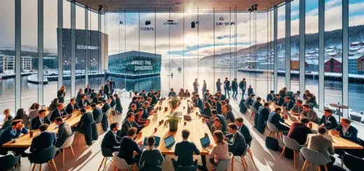 Professionals at a nordic tech conference discussing ai security and sustainability