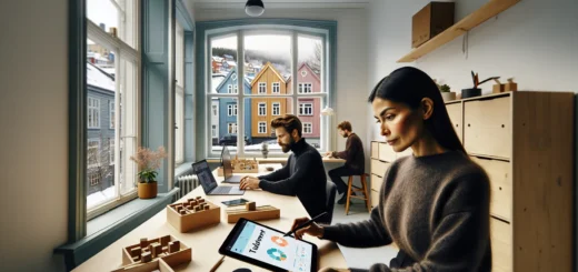 Small norwegian team using digital tools e signature and dashboards at work